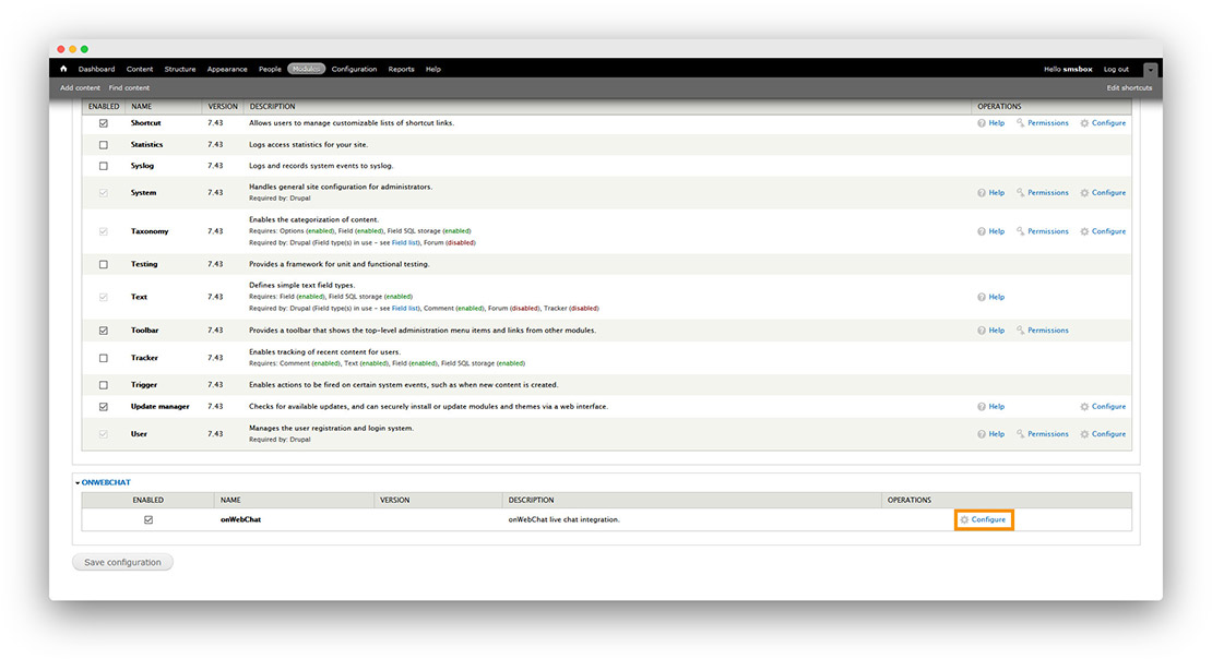 Drupal 7 - onWebChat live chat - module installation instructions step4