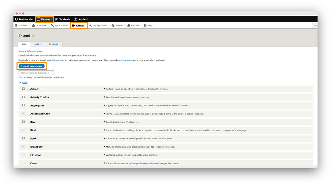 Drupal module installation instructions step1